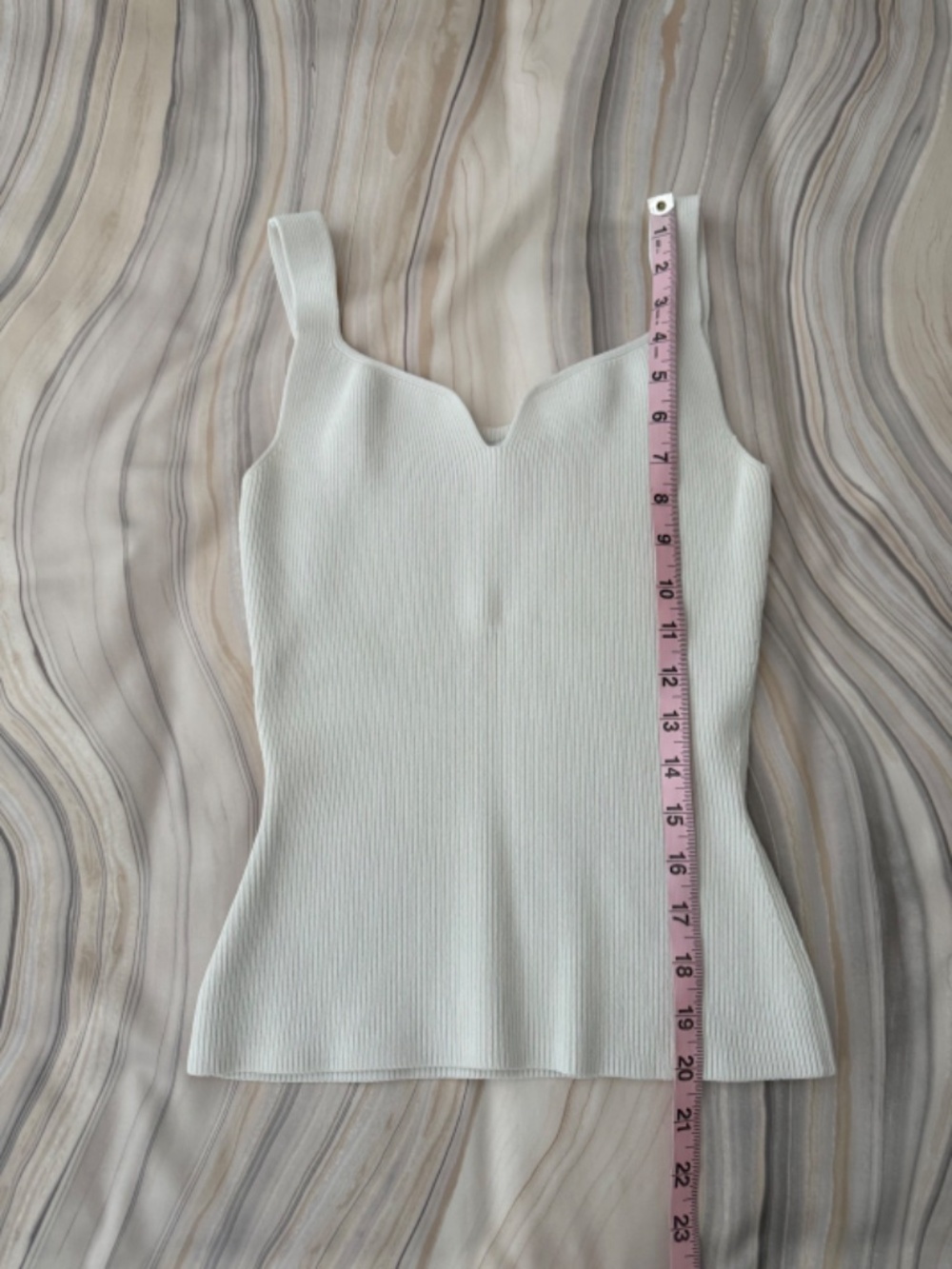 REISS Daisy Sweetheart Neck Tank Top Ribbed Sleeveless Stretch White Size Small - Picture 10 of 15